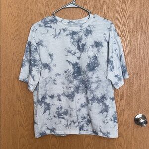 SHEIN Women's Blue and White Tie-Dye Tee